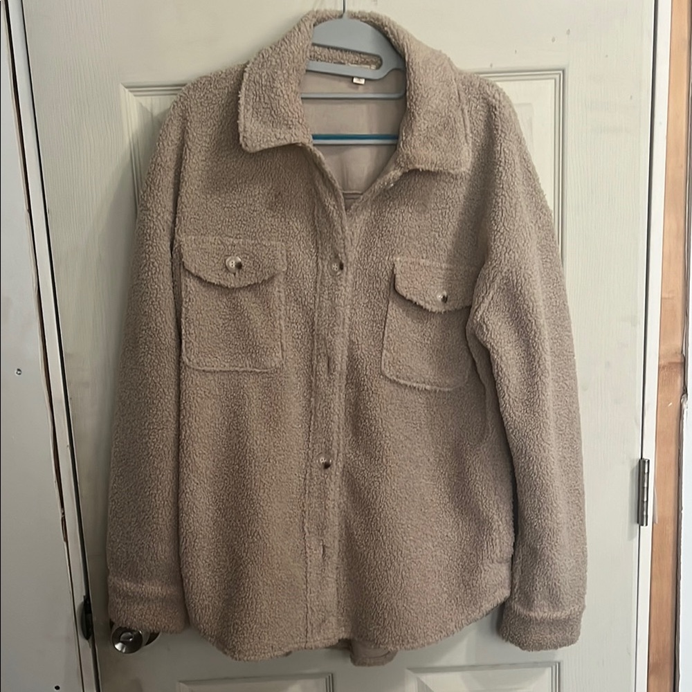 Hem & Thread Tan Teddy Jacket Relaxed Fit
